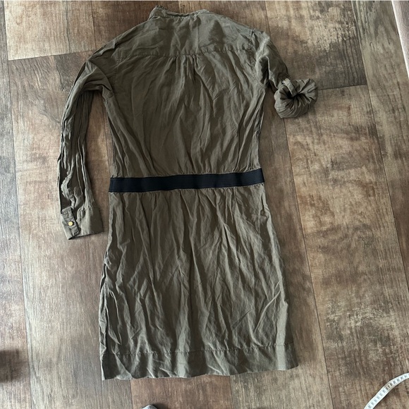 Banana Republic silk blend olive green empire waist button front dress - Picture 7 of 15